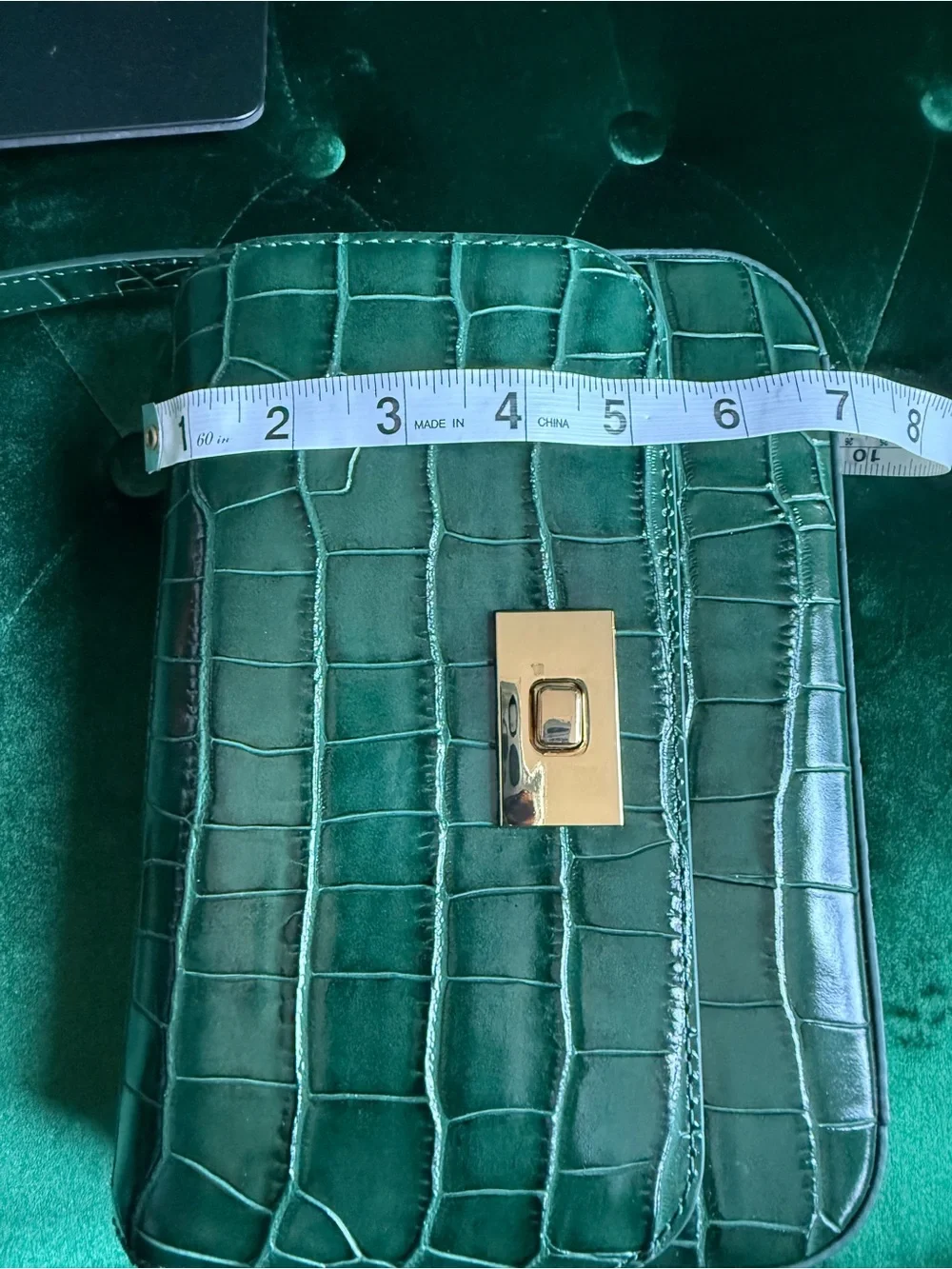 J.Crew Edie Old Forest Green Croc Embossed Italian Leather Crossbody NWT